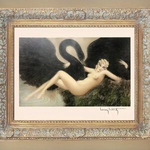 Louis Icart Vintage Nude Art print  UnFramed Leda and the Swan